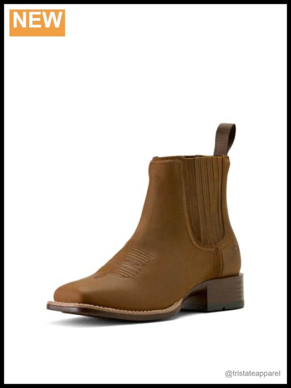 Western Chelsea Boots Square Toe Pull-On Ankle Boots Faux Leather